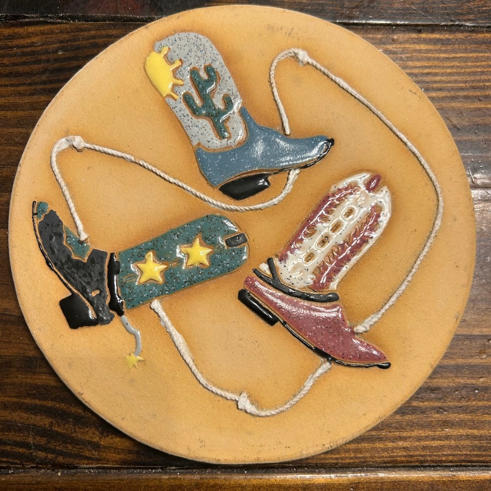 Eloise Studio Montana Handmade Pottery Trivet‎ Cowboy Boot Western Kitchen Decor